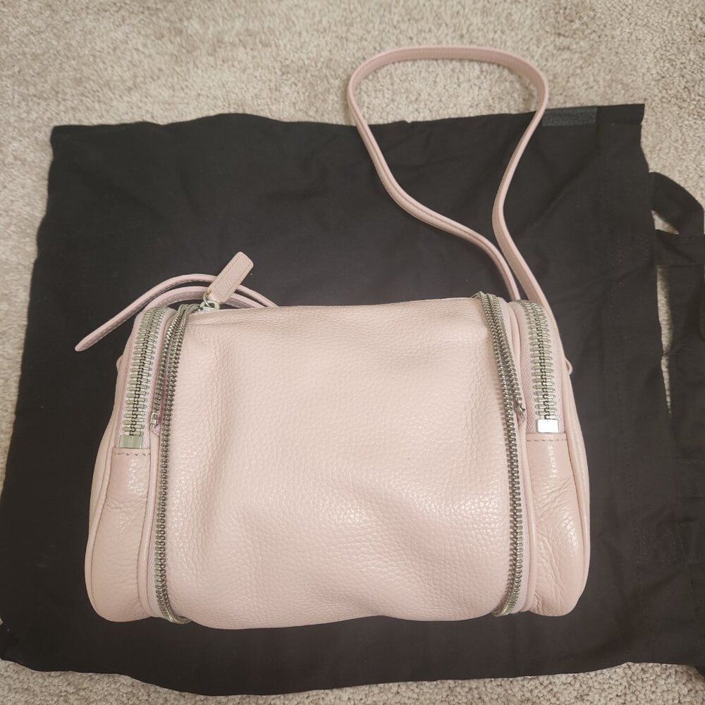 Kara Pebbled Leather Pink two-way wear crossbody bag - Picture 3 of 16